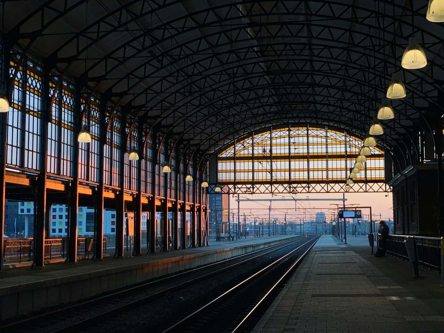 inside a train station