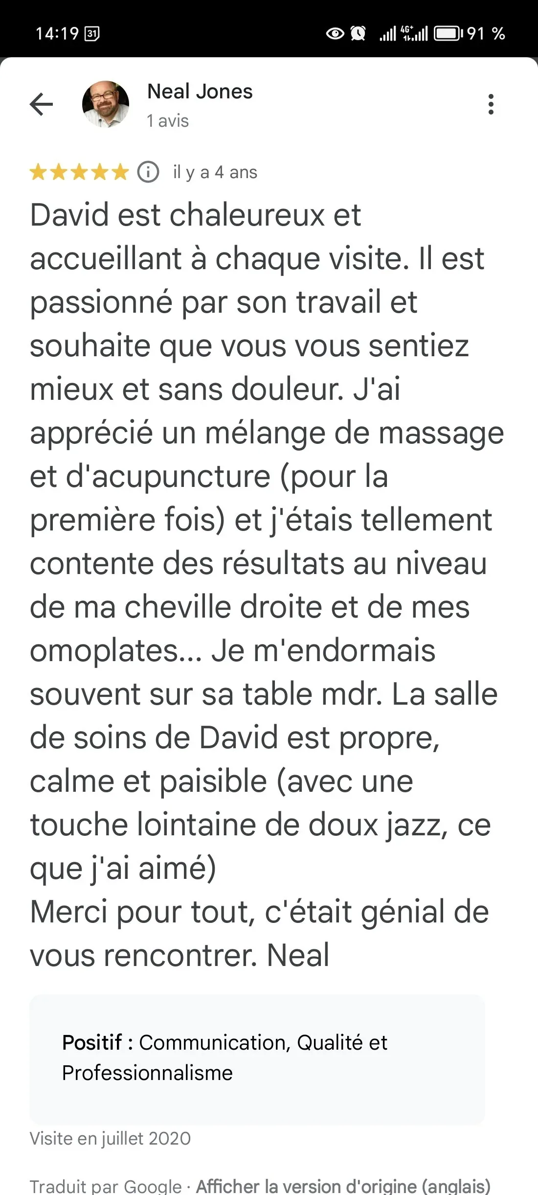 client testimonial sports acupuncture