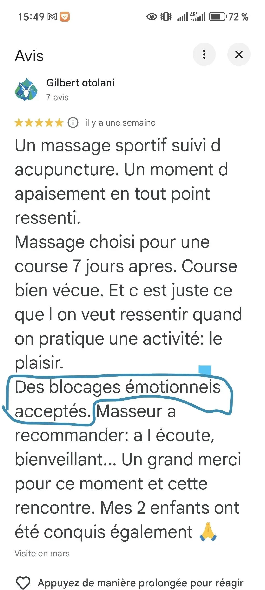 testimonial on acupuncture for stress and emotional well-being