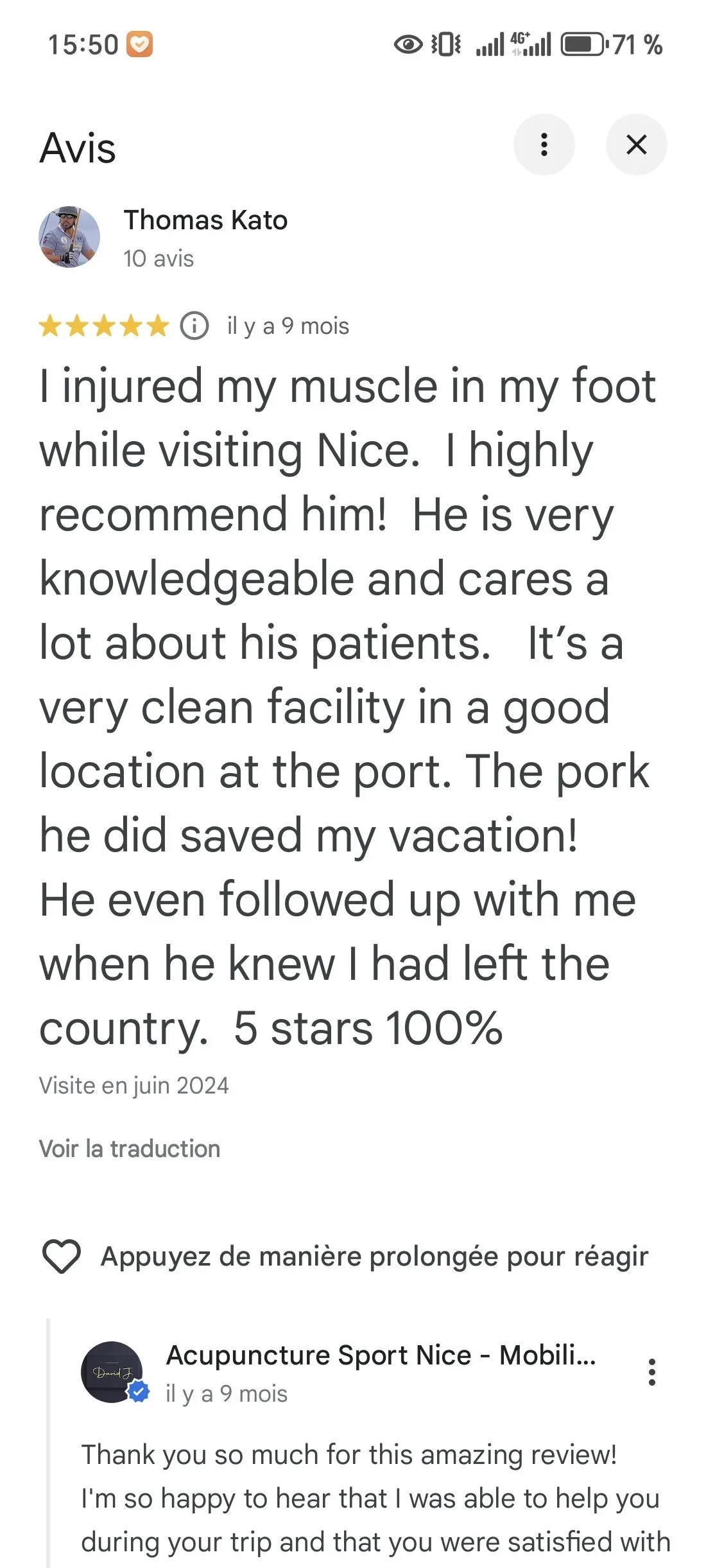 client testimonial sports acupuncture