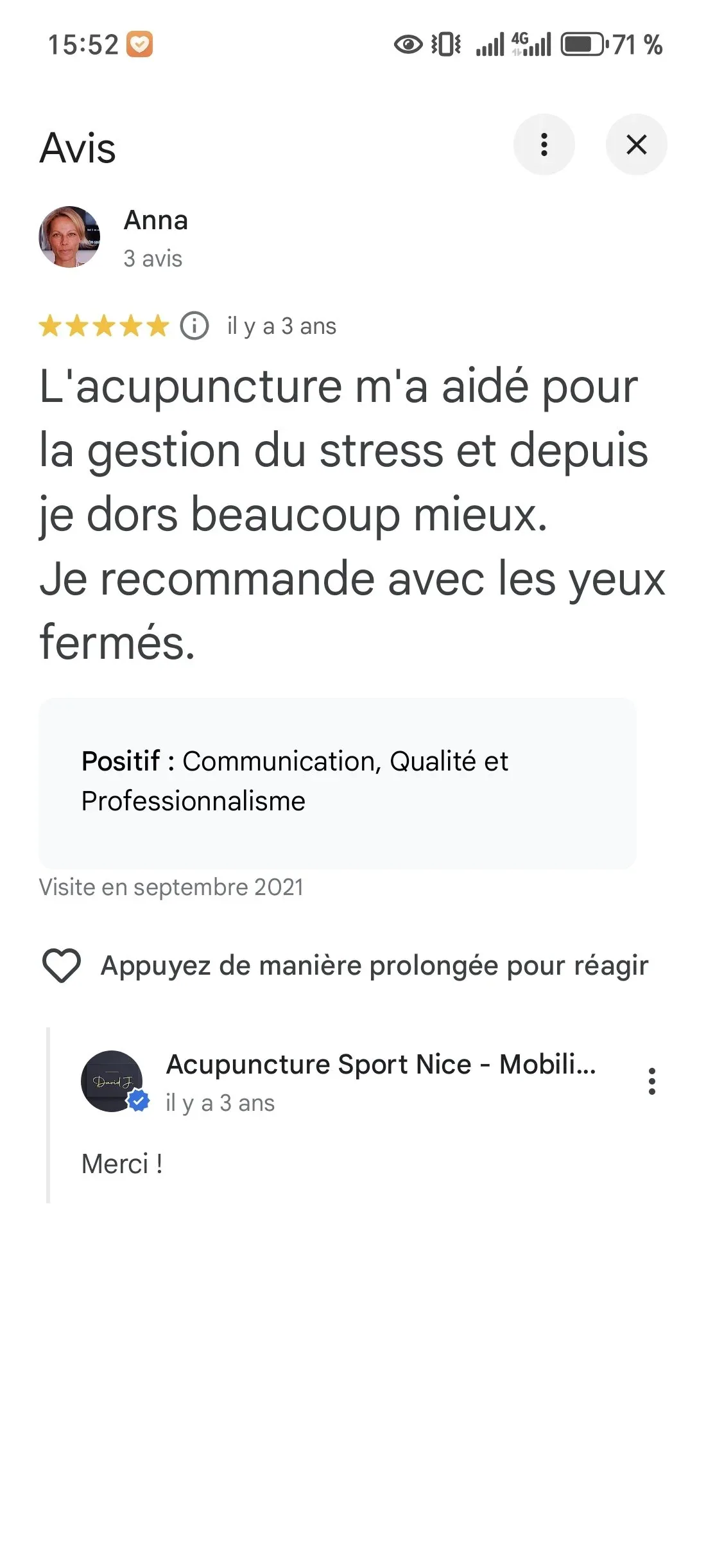 testimonial on acupuncture for stress and emotional well-being