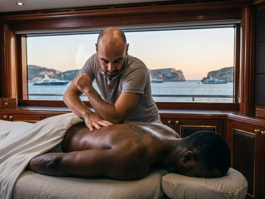 Sports massage on board a yacht in Monaco